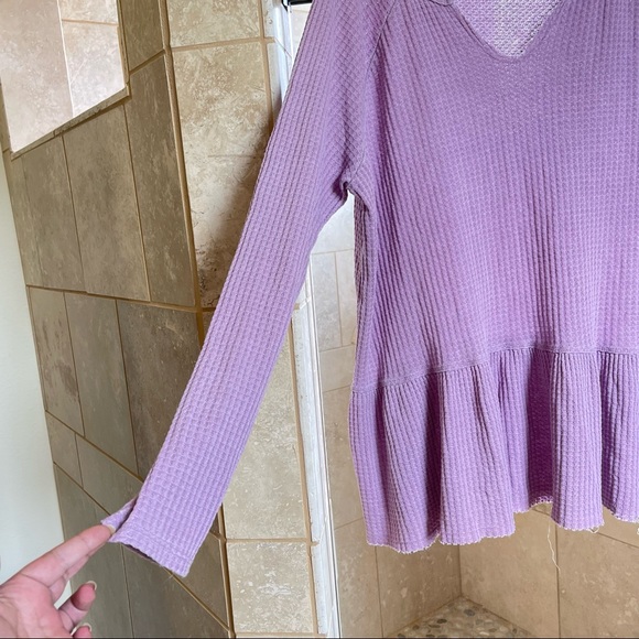 Time and Tru purple peplum ruffle long sleeve knit top size XXXL - Picture 3 of 12